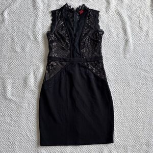 Akira Chicago Red Label Lace Black Bodycon Plunging Dress Sz M